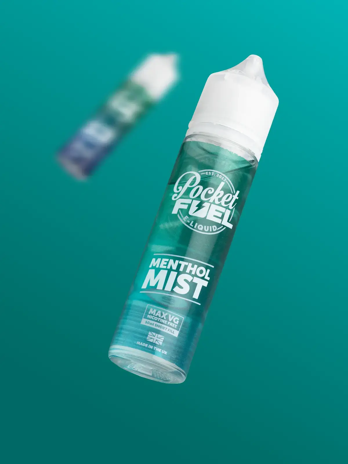 Two bottles of Short Fill Pocket Fuel E-Juice bottles featuring Menthol Mist flavour